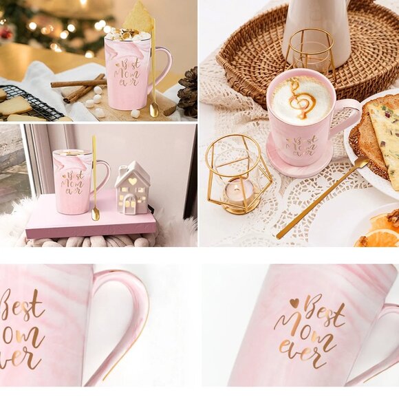 Pink 'Best Mom Ever' Mug - 12oz for Mom on Christmas, Mother's Day, Birthday - Picture 6 of 12